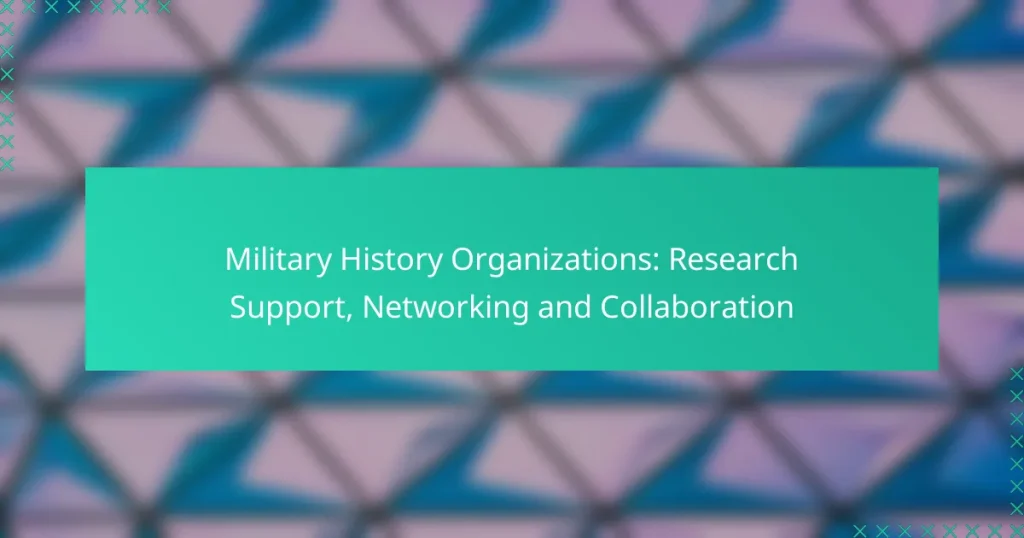 Military History Organizations: Research Support, Networking and Collaboration
